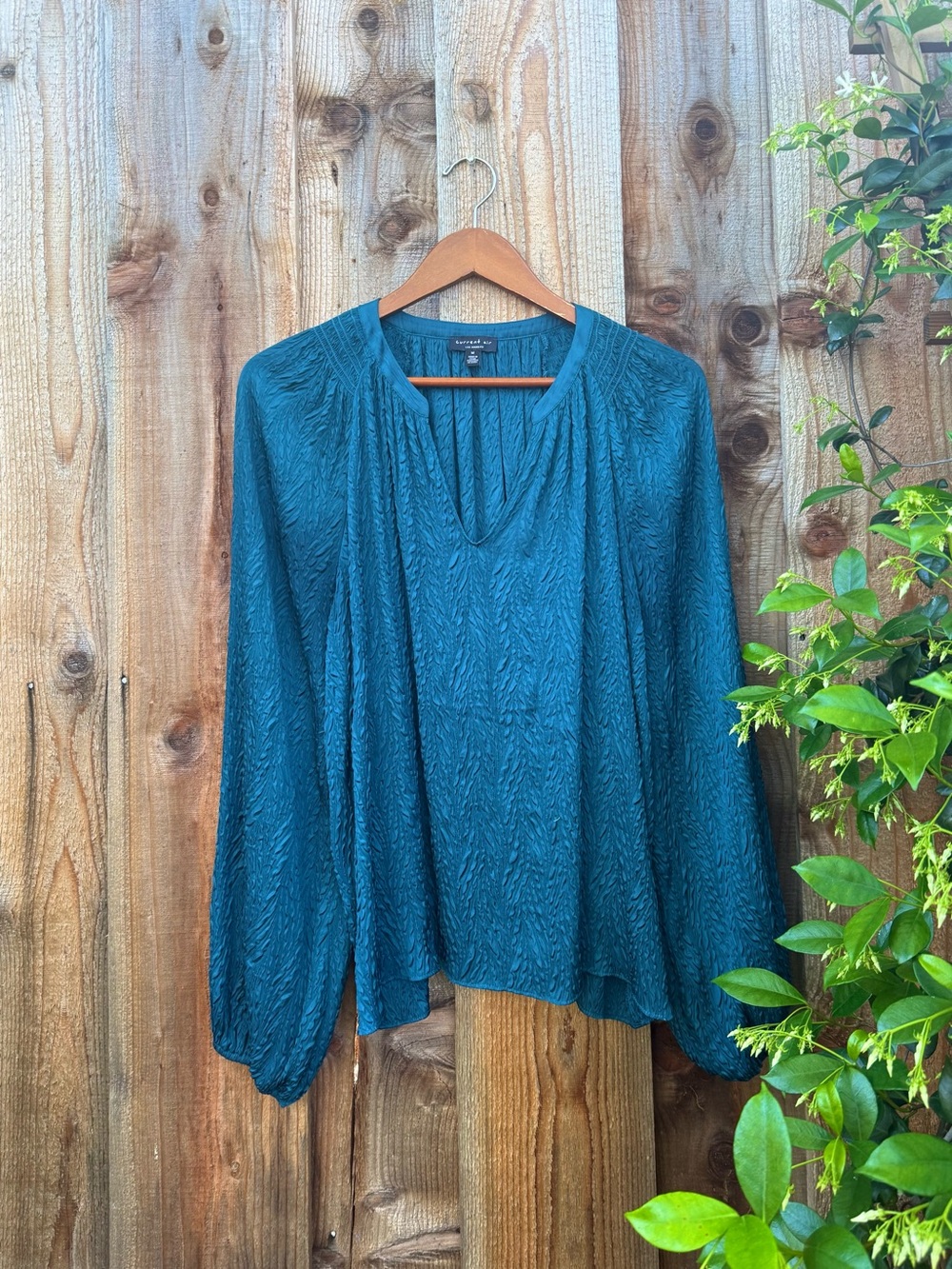 Peacock Teal Billowy Balloon Sleeve Peasant Blouse 🌿